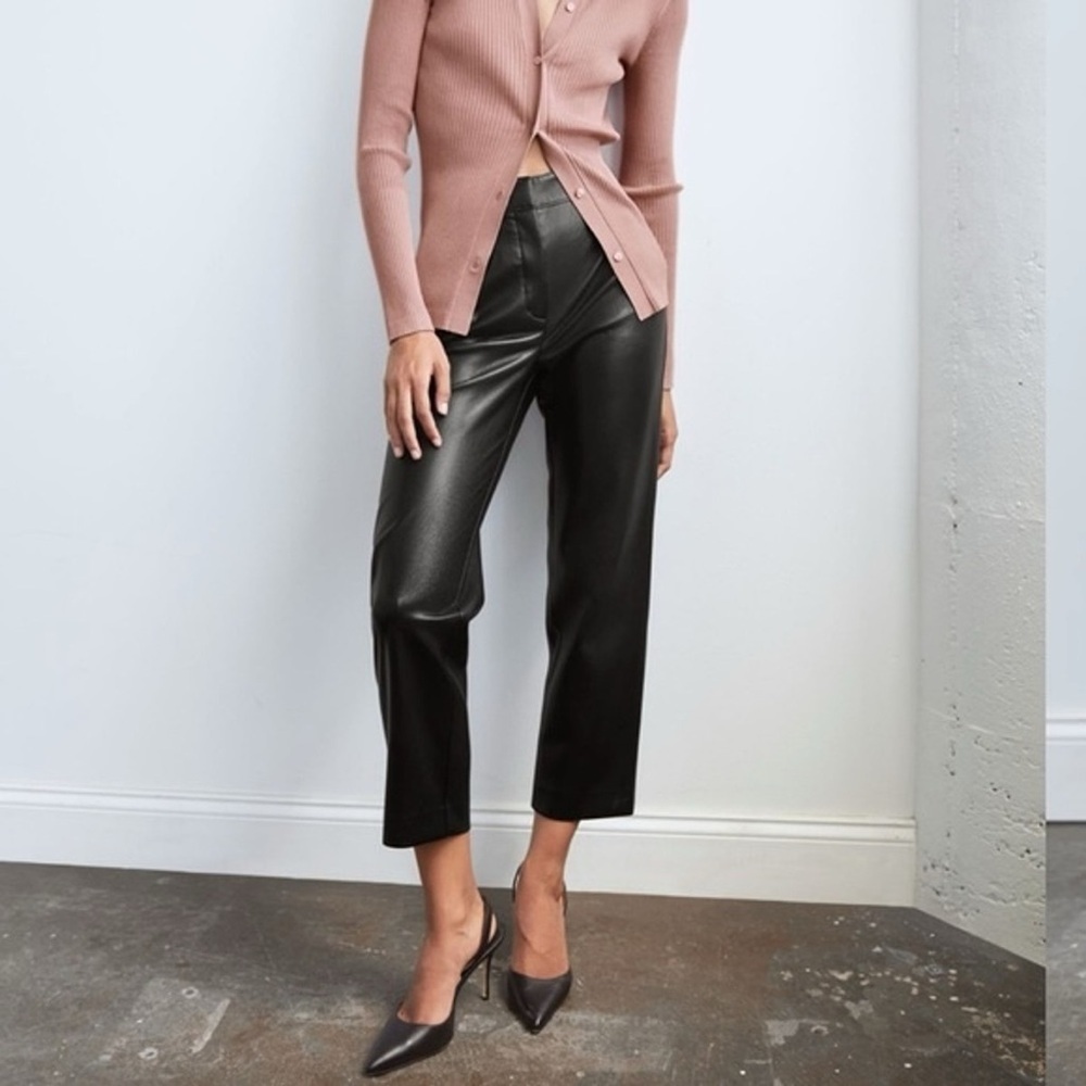 Aritzia Babaton command Vegan Leather Pants Sz 8 Black